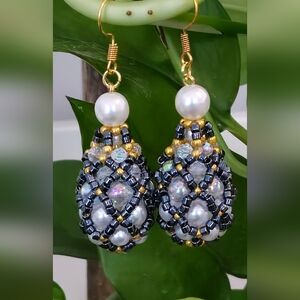 Elegant Pearl and Bead Drop Earrings